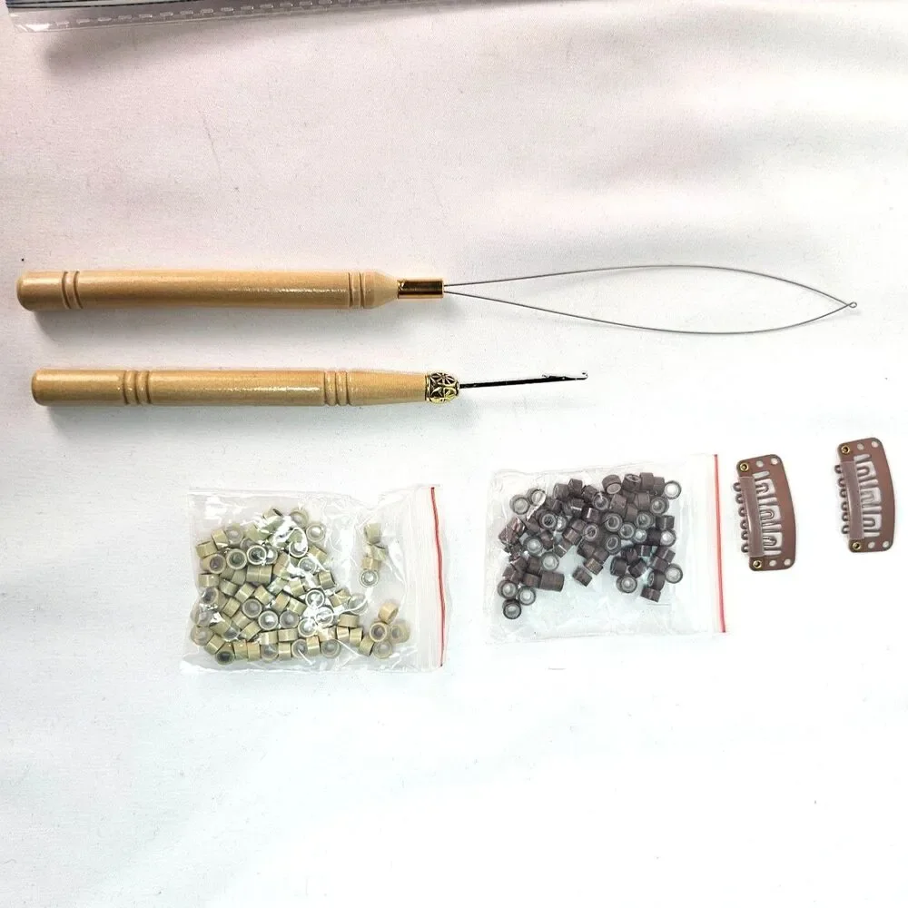 Hair Tinsel Extension Kit Multicolor Glitter Strands Tool Clips Beads Lot